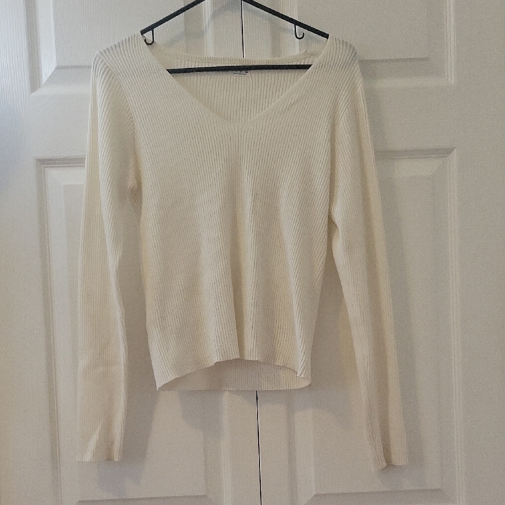 V-Neck Cream Sweater